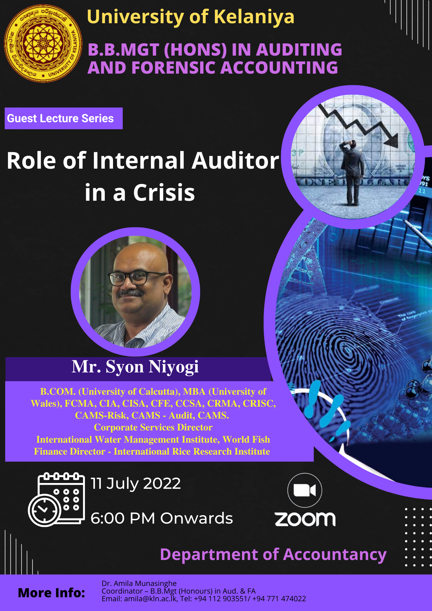 Guest lecture series; Role of Internal Auditor in a Crisis