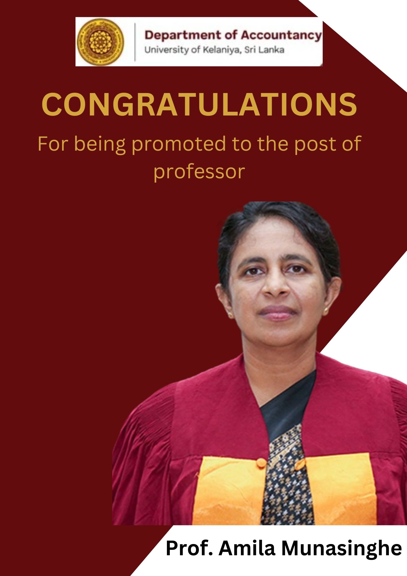 Congratulations For being promoted to the post of professor